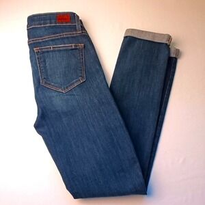 Paige Jeans Size 27/4 Kylie Crop Low Rise Slim Leg Distressed Rolled Cuff